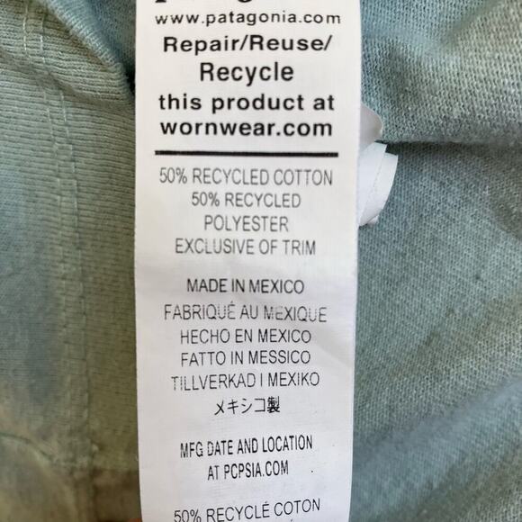 Patagonia Wild Waterline Pocket Responsibili-tee Wispy Green Recycled Cotton Sm - Picture 13 of 16
